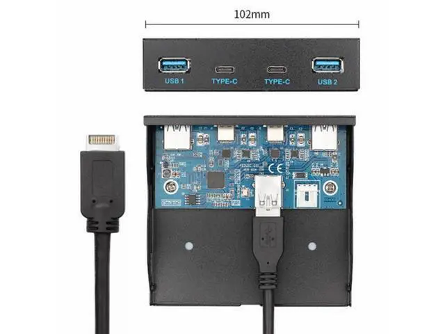 Alt view image 2 of 7 - USB 3.1 Front Panel Header to USB-C USB 3.0 HUB 4 Ports Front Panel Motherboard Cable for 3.5" Floppy Bay