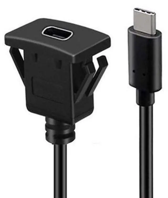 Main image of HKCY UC-021-1.0M Waterproof Dustproof USB-C Type-C USB 3.1 10Gbps Extension Flush Car Latch Mount Extension Cable for Dashboard Panel