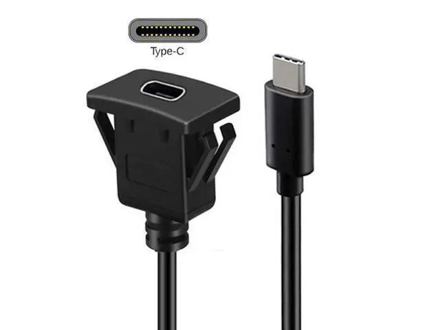 Alt view image 4 of 7 - HKCY UC-021-1.0M Waterproof Dustproof USB-C Type-C USB 3.1 10Gbps Extension Flush Car Latch Mount Extension Cable for Dashboard Panel