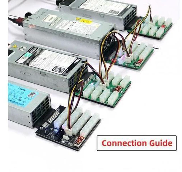 Alt view image 6 of 6 - Flex Slot Server Power Board 14+10Pin to 16x6Pin Power Supply Board for CHIA ETH BTC Mining Miner