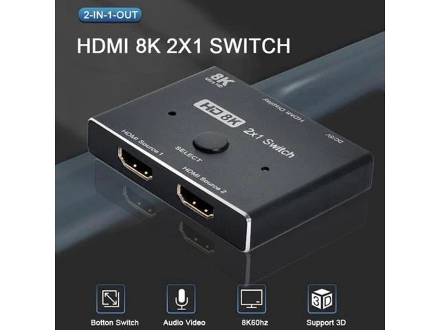 Alt view image 6 of 7 - SM 8K@60hz HDMI-Compatible 2.1 Switch 2-IN-1-OUT Hub Support HDCP SST Extended 4K@60hz