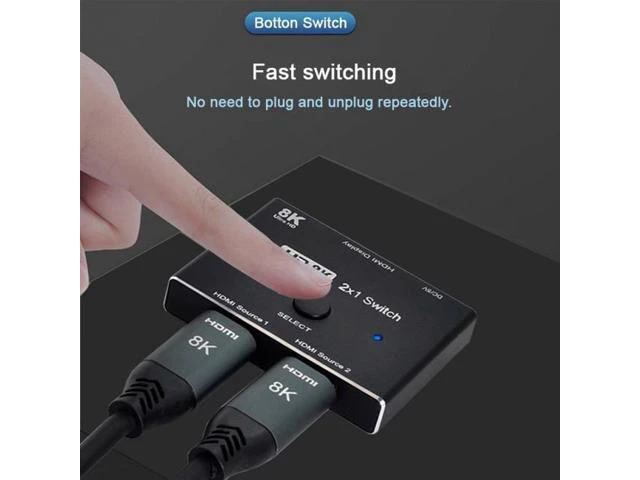 Alt view image 7 of 7 - SM 8K@60hz HDMI-Compatible 2.1 Switch 2-IN-1-OUT Hub Support HDCP SST Extended 4K@60hz