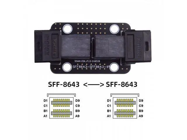 Alt view image 4 of 7 - PCI-Express 4.0 Mini SAS HD SFF-8643 Female to SFF-8643 Female PCBA Coupler Adapter Extender