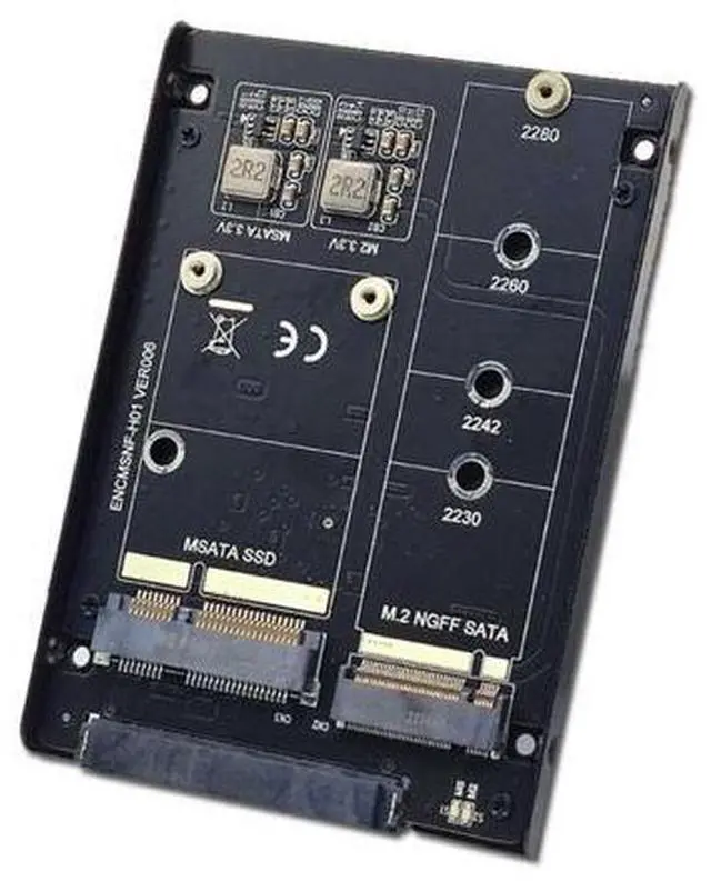 Main image of HKCY Dual MSATA NGFF B+M SSD Card JBOD Raid0 Span Bridge to 2.5inch SATA Combo HDD Disk Drive Enclosure