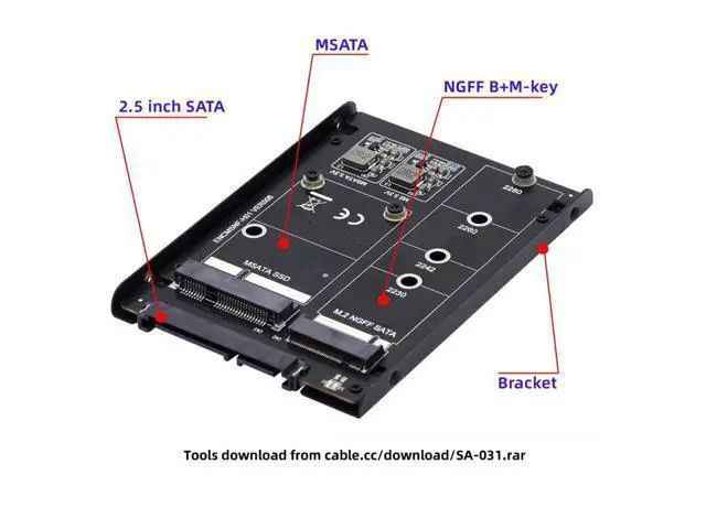 Alt view image 4 of 7 - HKCY Dual MSATA NGFF B+M SSD Card JBOD Raid0 Span Bridge to 2.5inch SATA Combo HDD Disk Drive Enclosure