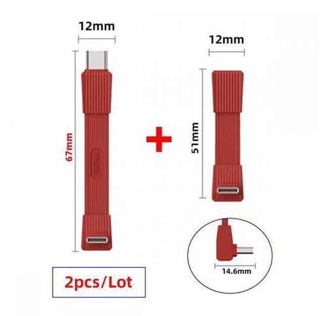 Alt view image 5 of 7 - 2pcs/set USB5.0 80Gbps Flat Slim FPC Male to Male & Female Extension Cable Up Angled 90 Degree 240W 16K 8K 60Hz 5K Compatible with 40Gbps USB4.0 Thunderbolt (Yellow Color)