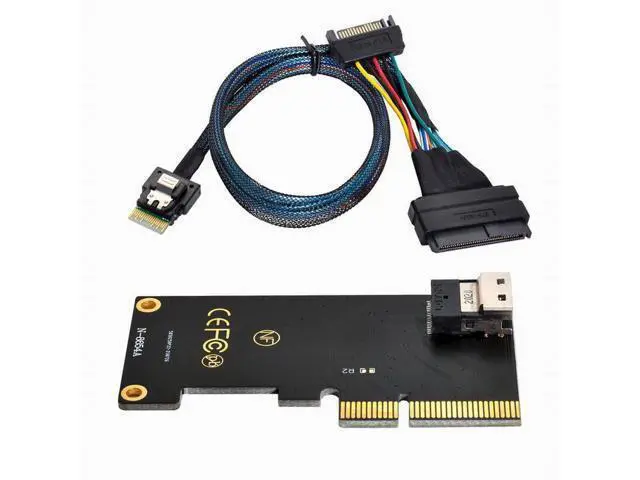 Alt view image 4 of 7 - PCI-E 3.0 4.0 to SFF-8654 Slimline SAS Card Adapter and U.2 U2 SFF-8639 NVME PCIe SSD Cable for Mainboard SSD SF-025+104