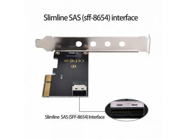 Alt view image 5 of 7 - PCI-E 3.0 4.0 to SFF-8654 Slimline SAS Card Adapter and U.2 U2 SFF-8639 NVME PCIe SSD Cable for Mainboard SSD SF-025+104