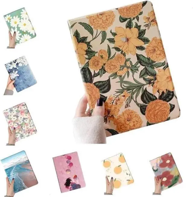 Main image of Floral Leather Smart Cover with Pencil Holder Auto Sleep Wake for iPad Air 13"/Pro 12.9" Color A