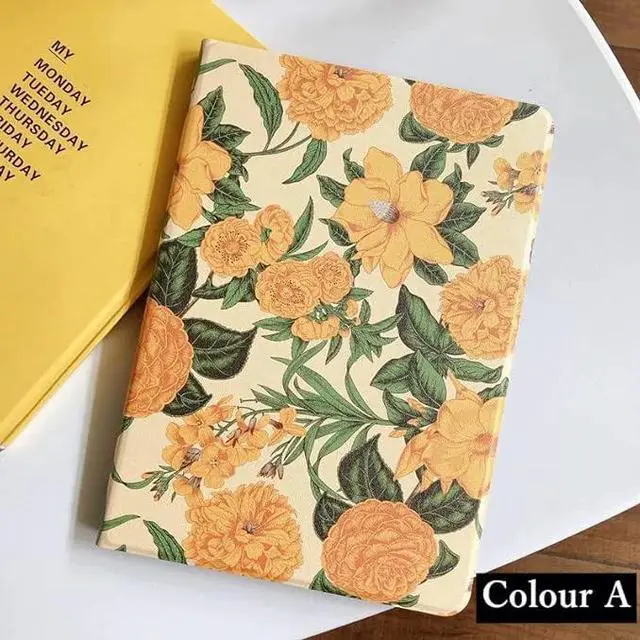 Alt view image 2 of 6 - Floral Leather Smart Cover with Pencil Holder Auto Sleep Wake for iPad Air 13"/Pro 12.9" Color A
