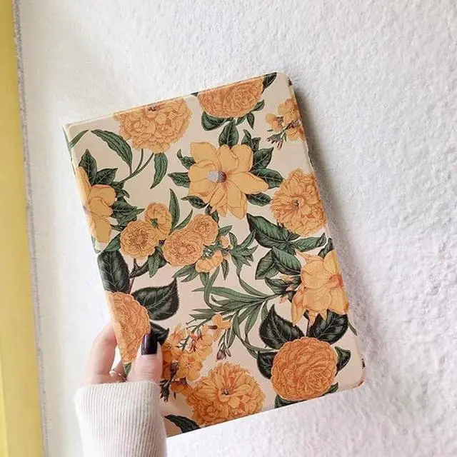 Alt view image 6 of 6 - Floral Leather Smart Cover with Pencil Holder Auto Sleep Wake for iPad Air 13"/Pro 12.9" Color A