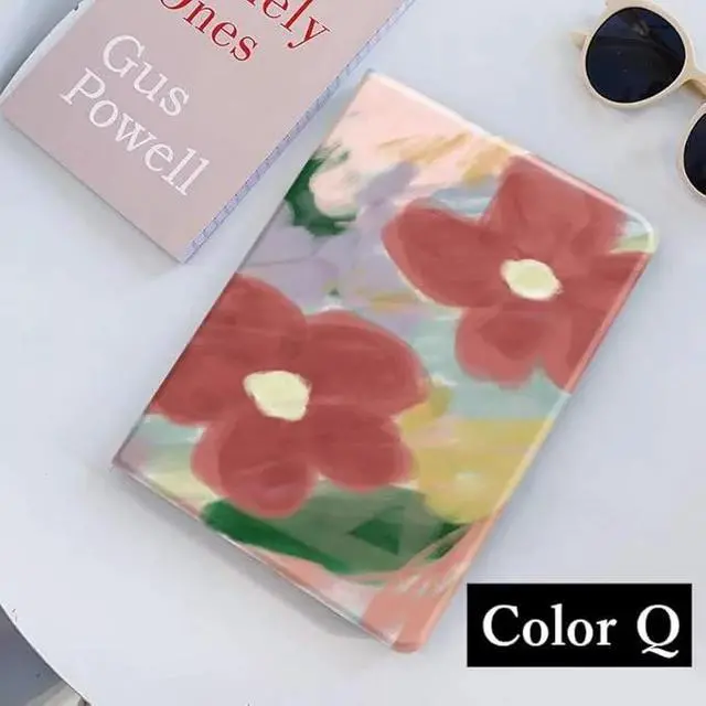 Alt view image 2 of 7 - Floral Leather Smart Cover with Pencil Holder Auto Sleep Wake for iPad 11"/10.9" Color Q