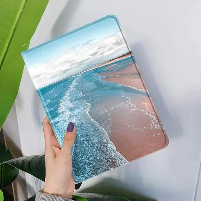 Alt view image 5 of 7 - Floral Leather Smart Cover with Pencil Holder Auto Sleep Wake for iPad Air 11"/10.9" Color K