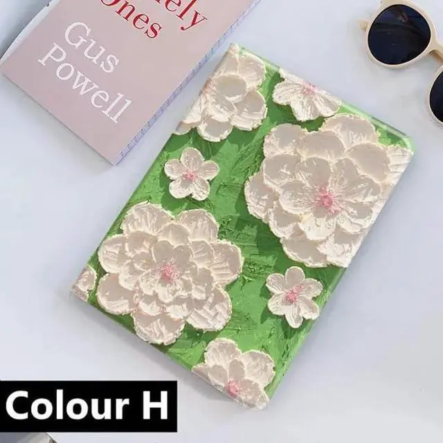 Alt view image 2 of 7 - Floral Leather Smart Cover with Pencil Holder Auto Sleep Wake for iPad Air 13"/Pro 12.9" Color H