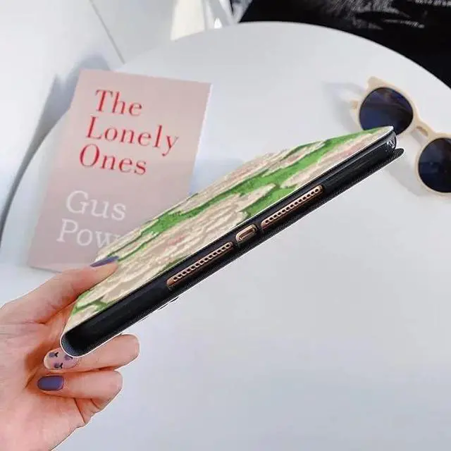 Alt view image 6 of 7 - Floral Leather Smart Cover with Pencil Holder Auto Sleep Wake for iPad Air 13"/Pro 12.9" Color H