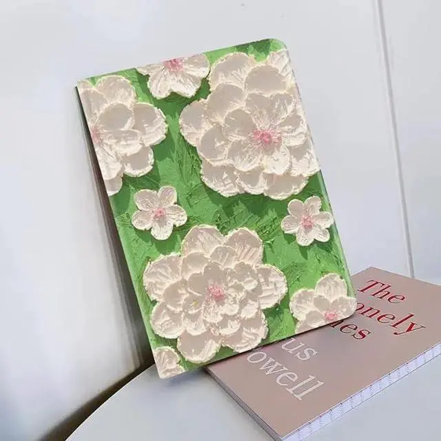 Alt view image 7 of 7 - Floral Leather Smart Cover with Pencil Holder Auto Sleep Wake for iPad Air 13"/Pro 12.9" Color H