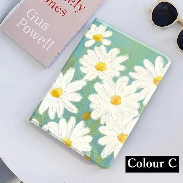 Alt view image 2 of 7 - Floral Leather Smart Cover with Pencil Holder Auto Sleep Wake for iPad Mini 4/5 Color C