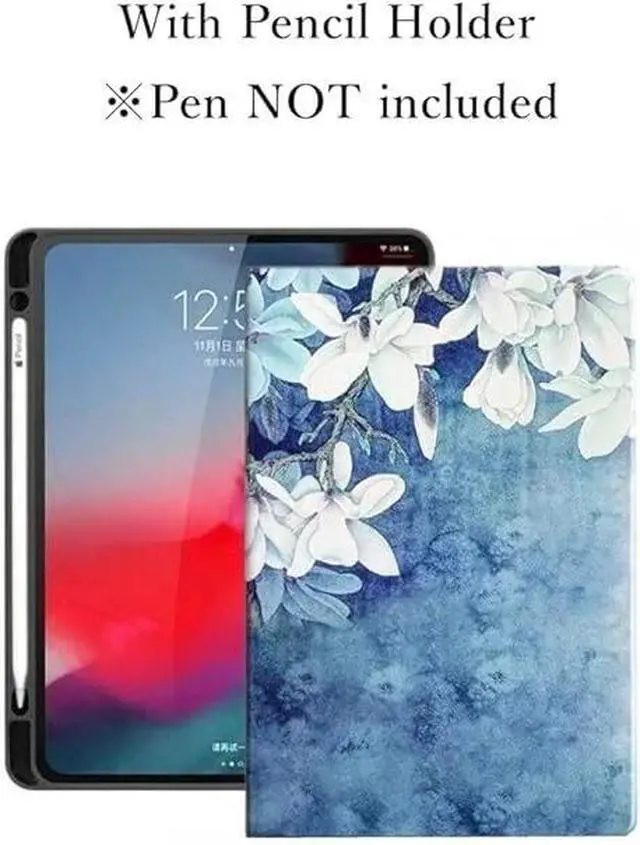 Alt view image 3 of 7 - Floral Leather Smart Cover with Pencil Holder Auto Sleep Wake for iPad Mini 4/5 Color G
