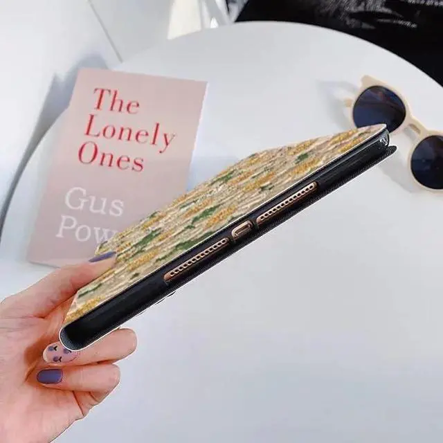 Alt view image 5 of 6 - Floral Leather Smart Cover with Pencil Holder Auto Sleep Wake for iPad Air 13"/Pro 12.9" Color F
