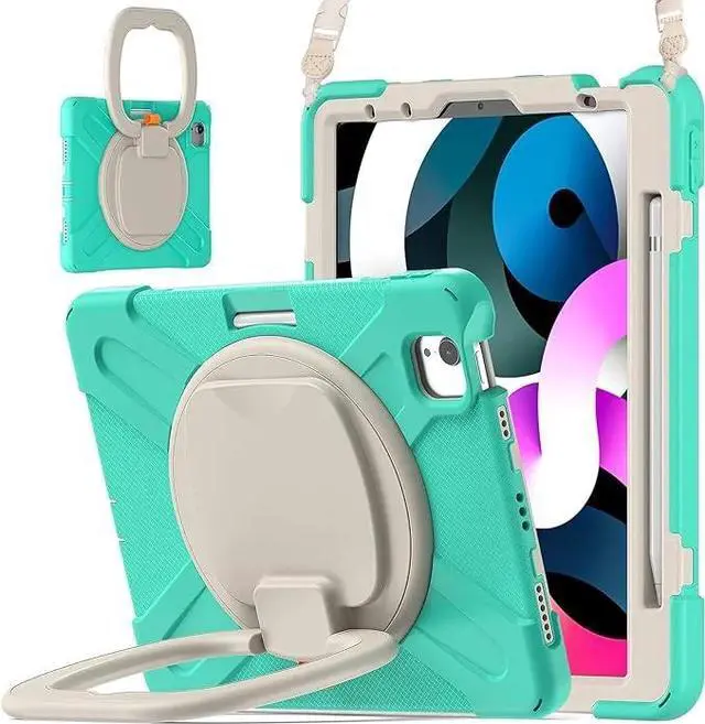 Main image of 360° Rotatable Tablet Case with Hand & Shoulder Strap for iPad Air 4/Pro 11, Mint Green