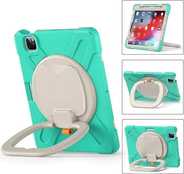 Alt view image 4 of 7 - 360° Rotatable Tablet Case with Hand & Shoulder Strap for iPad Air 4/Pro 11, Mint Green