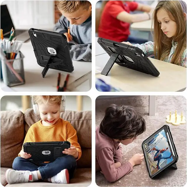 Alt view image 6 of 7 - iPad Case 10th Generation for Kids, iPad 10.9 inch Case with Stand, Heavy Duty Rugged Protective iPad 10th 2022 Case Cover A2757, A2777 with Pencil Holder for Students
