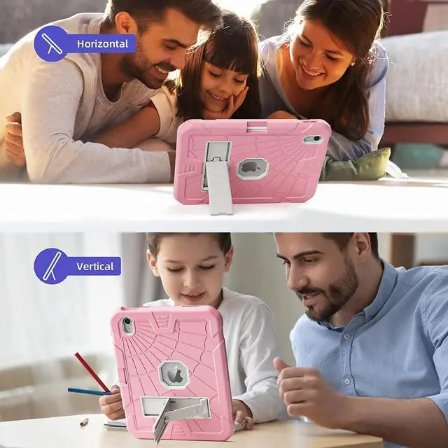 Alt view image 3 of 7 - iPad Case 10th Generation for Kids, iPad 10.9 inch Case with Stand, Heavy Duty Rugged Protective iPad 10th 2022 Case Cover A2757, A2777 with Pencil Holder for Students