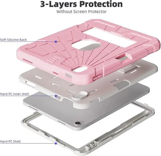 Alt view image 4 of 7 - iPad Case 10th Generation for Kids, iPad 10.9 inch Case with Stand, Heavy Duty Rugged Protective iPad 10th 2022 Case Cover A2757, A2777 with Pencil Holder for Students