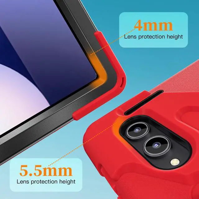 Alt view image 7 of 7 - Shockproof Kids Case w/Pen Slot,360°Hand Strap&Stand for Tab S11 Ultra 14.6"Red