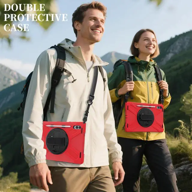 Alt view image 5 of 7 - Shockproof Kids Case w/Pen Slot,360°Hand Strap&Stand for Tab S11 Ultra 14.6"Red