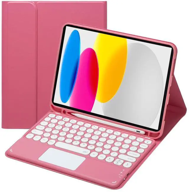 Main image of Magnetic Touch Keyboard Case for iPad 10/11 Gen, Red