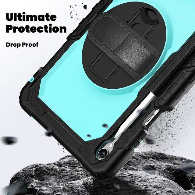 Alt view image 4 of 7 - Shockproof Case with 360° Stand & Straps for Tab S11 11", (SM-X730/SM-X736B)Light bluePC