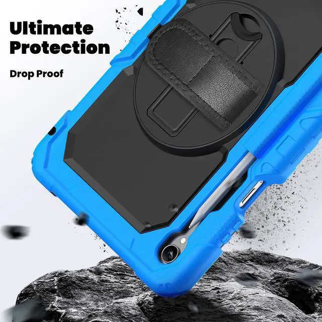 Alt view image 4 of 7 - Shockproof Case with 360° Stand & Straps for Tab S11 11", (SM-X730/SM-X736B)Light Blue