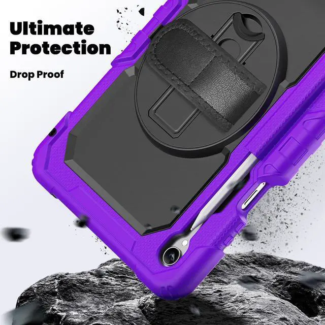 Alt view image 4 of 7 - Shockproof Case with 360° Stand & Straps for Tab S11 11", (SM-X730/SM-X736B)Purple