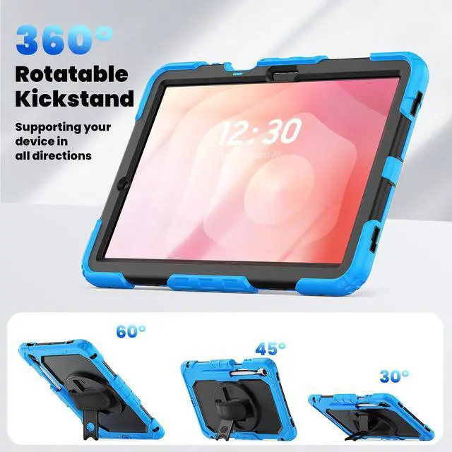 Alt view image 6 of 7 - Shockproof Case with 360° Stand & Straps for Tab S11 11", (SM-X730/SM-X736B)Light Blue