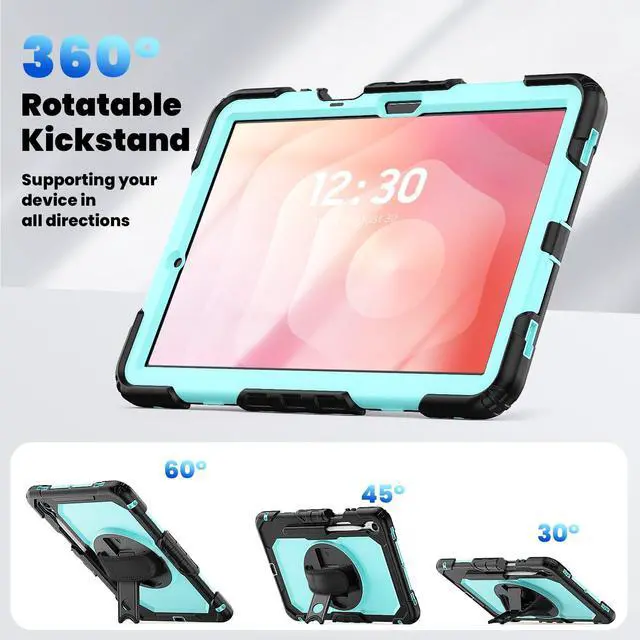 Alt view image 6 of 7 - Shockproof Case with 360° Stand & Straps for Tab S11 11", (SM-X730/SM-X736B)Light bluePC