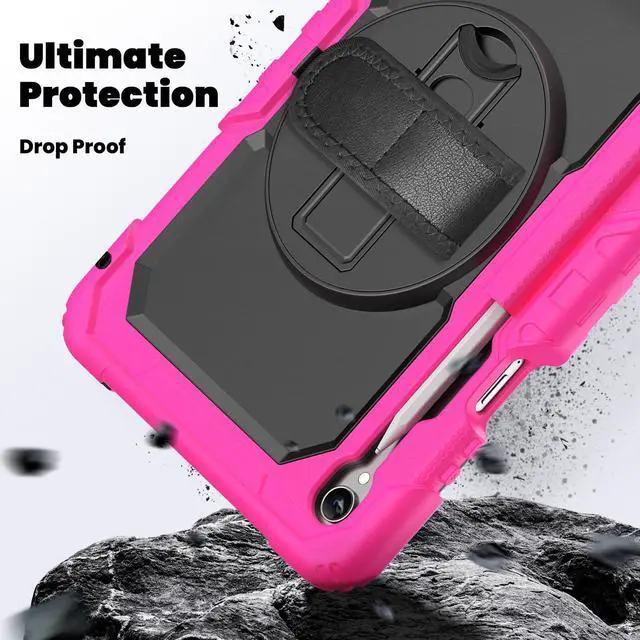 Alt view image 4 of 7 - Shockproof Case with 360° Stand & Straps for Tab S11 11", (SM-X730/SM-X736B)Rose