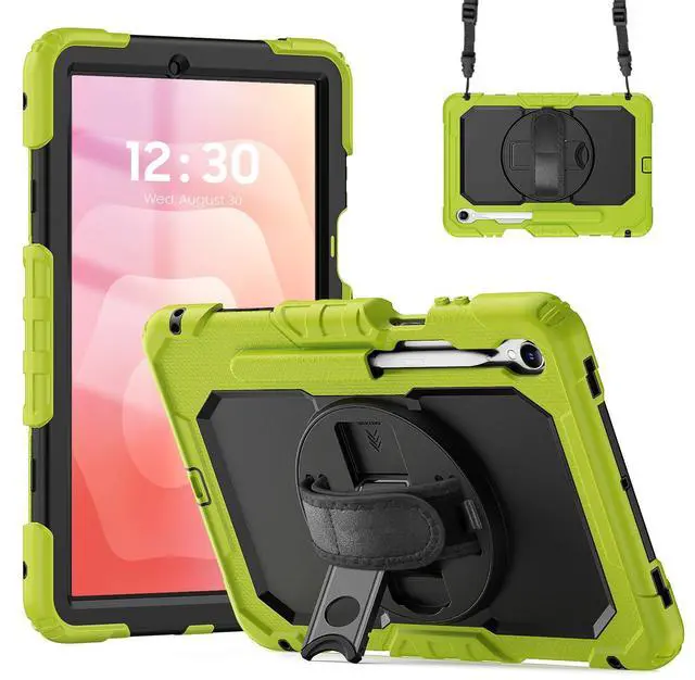 Main image of 360° Rotatable Shockproof Protective Case with Hand Strap & Shoulder Strap for Samsung Galaxy Tab S11 11" (SM-X730/SM-X736B)Green