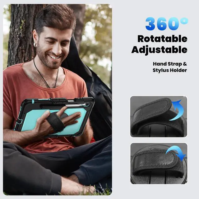 Alt view image 7 of 7 - Shockproof Case with 360° Stand & Straps for Tab S11 11", (SM-X730/SM-X736B)Light bluePC