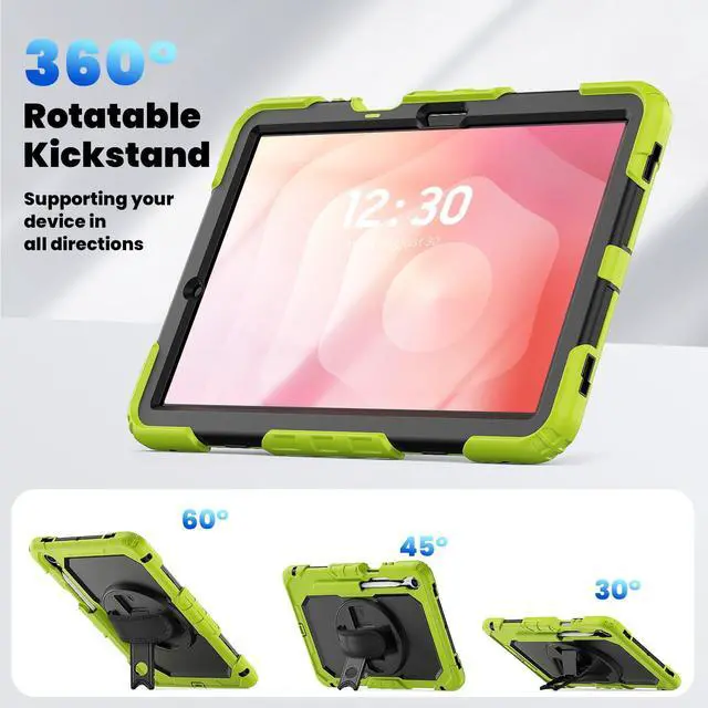 Alt view image 6 of 7 - 360° Rotatable Shockproof Protective Case with Hand Strap & Shoulder Strap for Samsung Galaxy Tab S11 11" (SM-X730/SM-X736B)Green