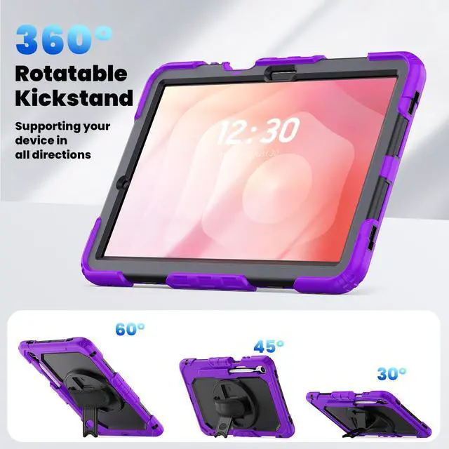 Alt view image 6 of 7 - Shockproof Case with 360° Stand & Straps for Tab S11 11", (SM-X730/SM-X736B)Purple