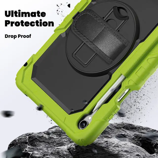 Alt view image 4 of 7 - 360° Rotatable Shockproof Protective Case with Hand Strap & Shoulder Strap for Samsung Galaxy Tab S11 11" (SM-X730/SM-X736B)Green
