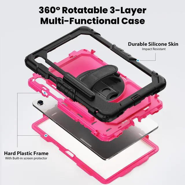 Alt view image 3 of 7 - Shockproof Case with 360° Stand & Straps for Tab S11 11", (SM-X730/SM-X736B)RosePC