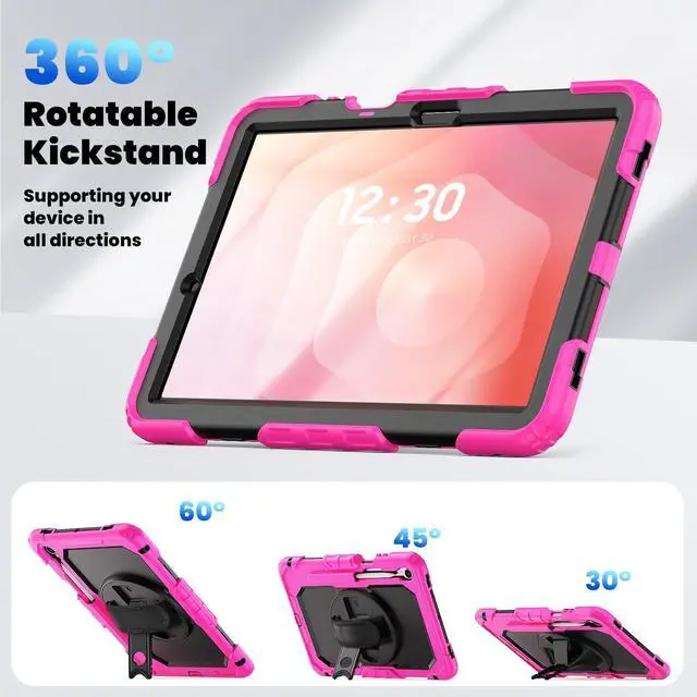 Alt view image 6 of 7 - Shockproof Case with 360° Stand & Straps for Tab S11 11", (SM-X730/SM-X736B)Rose
