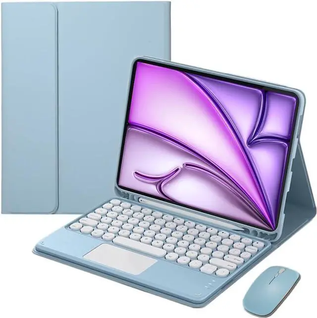 Main image of Magnetic Detachable Touch Keyboard Case with Mouse for iPad Air 13"(M3 2025/M2 2024) & iPad Pro 12.9", Blue