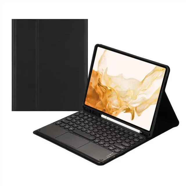 Main image of Touch Keyboard Case for Samsung Galaxy Tab S8 Plus 2022/S7 FE 2021/S7 Plus 2020 12.4 Inch, with Pencil Holder - Magnetically Detachable Touch Bluetooth Keyboard (Black)