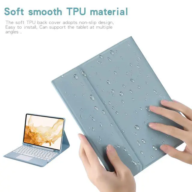 Alt view image 7 of 7 - Touch Keyboard Case for Samsung Galaxy Tab S8 Plus 2022/S7 FE 2021/S7 Plus 2020 12.4 Inch, with Pencil Holder - Magnetically Detachable Touch Bluetooth Keyboard (Black)
