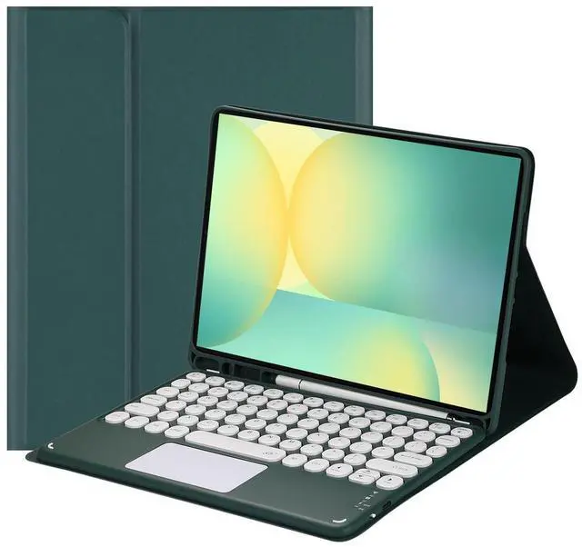 Main image of Magnetic Detachable Touch Bluetooth Keyboard Case with Pen Holder for Samsung Tab S10 FE+ 13.1"(2025,X620/X626B),Dark Green