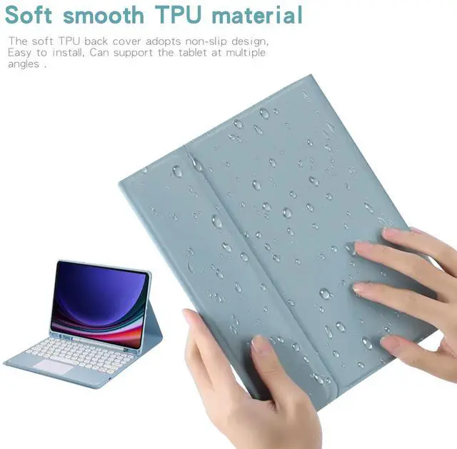 Alt view image 7 of 7 - Magnetic Detachable Touch Bluetooth Keyboard Case with Pen Slot for Samsung Tab S9 FE 5G 10.9"/S9 11" 2023, Green