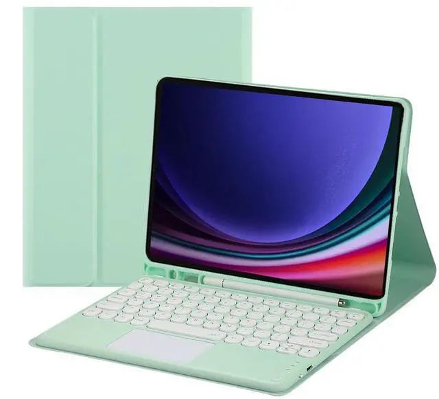 Main image of Magnetic Detachable Touch Bluetooth Keyboard Case with Pen Slot for Samsung Tab S9 FE 5G 10.9"/S9 11" 2023, Green